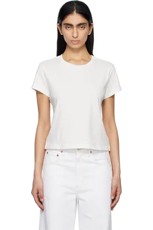 AGOLDE T-shirt écourté Adine blanc cassé