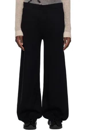 J EONGL I Pantalon de survêtement étagé noir en tricot
