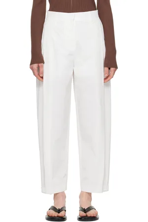 AMOMENTO Pantalon Garçonne blanc à boutons