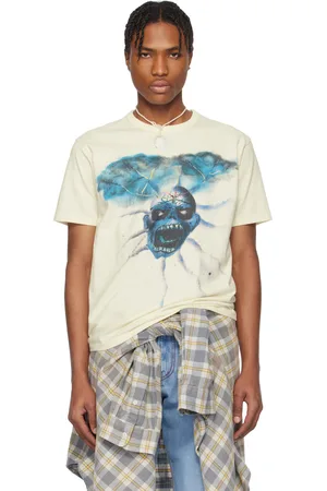 ERL T-shirt blanc cassé à images de crâne
