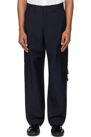 Givenchy Pantalon cargo bleu marine en laine et mohair