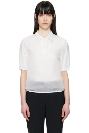 AMOMENTO Polo semi-transparent blanc à demi-glissière