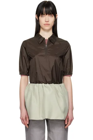 AMOMENTO Polo transparent brun à demi-glissière