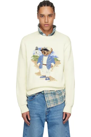 Ralph Lauren Pull blanc cassé à ourson Polo Bear