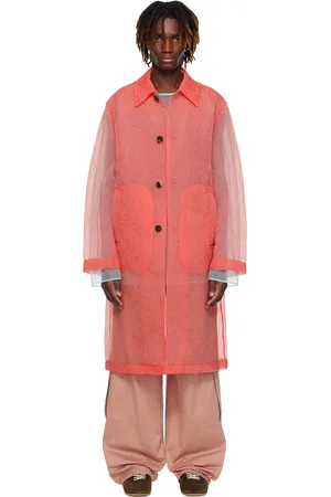 DRIES VAN NOTEN Manteau rose en organza froissé