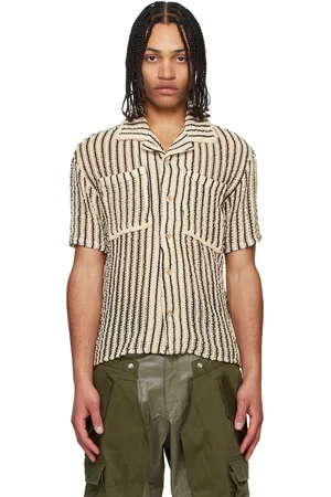 Andersson Bell Chemise blanc cassé et noir en tricot transparent à rayures