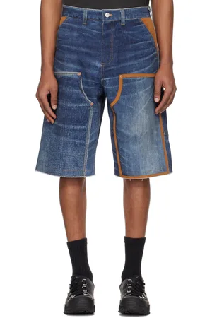 Andersson Bell Short bleu marine en denim à panneau trompe l
