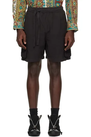 Maharishi Short cargo de survêtement asymétrique noir en chanvre