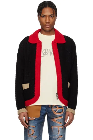 Andersson Bell Cardigan Elass contrasté rouge et noir exclusif à SSENSE