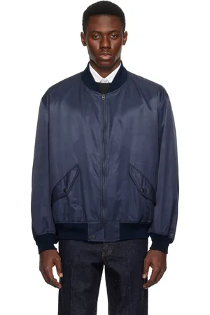 Kaptain Sunshine Blouson aviateur bleu marine en satinette de coton faite aux USA