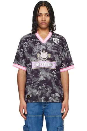OFF-WHITE Maillot de soccer noir à motif de style fresque