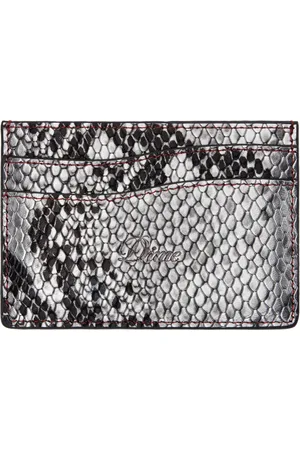 DIME Porte-carte argenté en cuir gaufré façon serpent