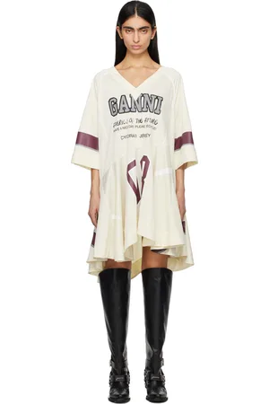 Ganni Robe courte surdimensionnée blanc cassé en filet Future