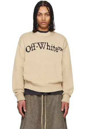 OFF-WHITE Pull blanc cassé en tricot à grand logo