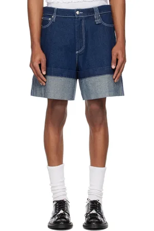 Simone Rocha Short ample bleu marine en denim à ornements facettés