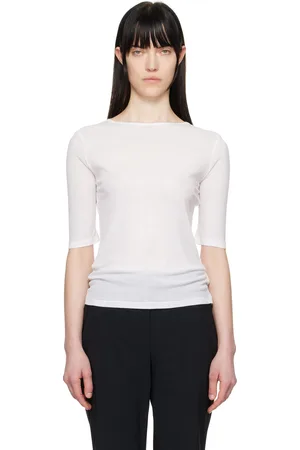 AMOMENTO T-shirt à manches courtes blanc à col ras du cou