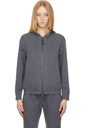 Brunello Cucinelli Pull à capuche gris à glissière