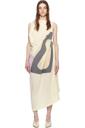 Issey Miyake Robe midi blanc cassé à image - Meanwhile