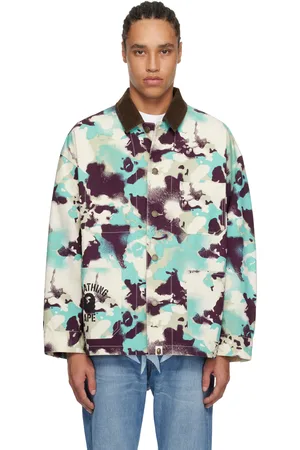 BAPE Blouson de travail bleu et mauve à motif camouflage Map