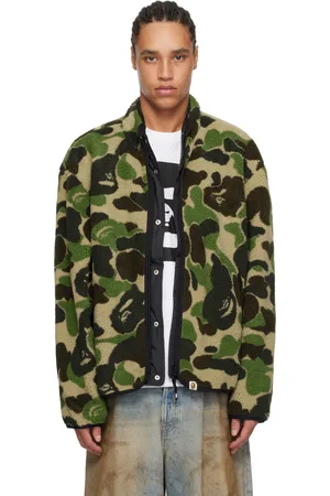 BAPE Blouson réversible vert en molleton Boa et en tissu antidéchirures à motif camouflage ABC