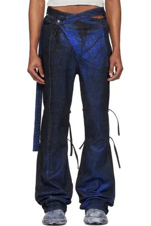 OTTOLINGER Jean noir et bleu en denim à taille décentrée exclusif à SSENSE