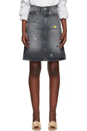 Marc Jacobs Jupe midi trapèze noire à appliqués facettés