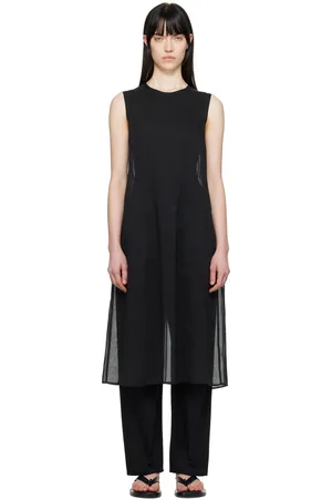 AMOMENTO Robe midi noire en organza semi-transparent