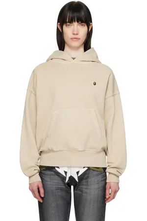 BAPE Pull à capuche surdimensionné gris teint aux pigments à écusson à logo