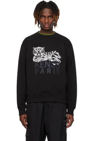 Kenzo Pull molletonné noir à image de tigre et à logos brodés