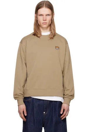 Kenzo Pull molletonné brun clair à image de tigre brodée