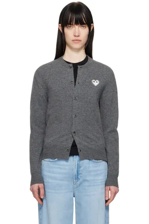 Comme des Garçons Cardigan gris à logo blanc