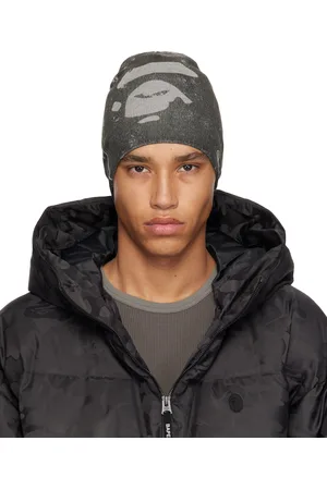 BAPE Bonnet gris en tricot à logos