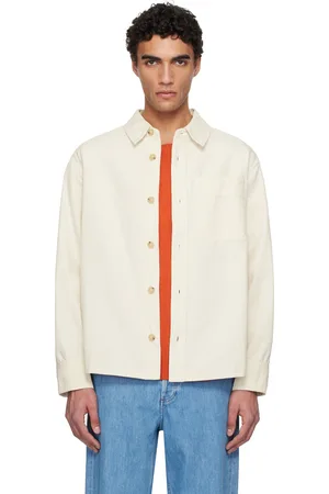A.P.C. Surchemise Basile blanc cassé à logo brodé