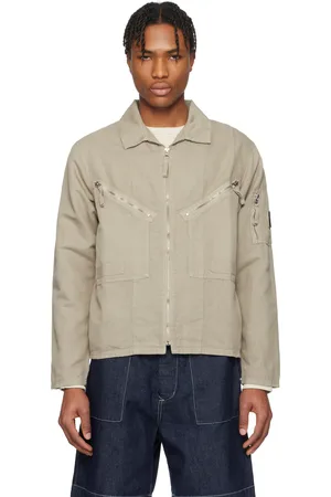 C.P. Company Surchemise beige en coton et lin à glissières