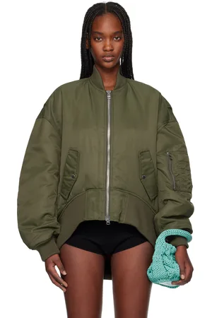 J.W.Anderson Blouson aviateur surdimensionné vert à ourlet arrondi