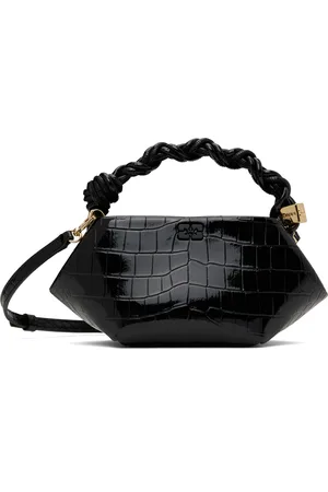 Ganni Mini sac noir en cuir gaufré façon croco - Bou
