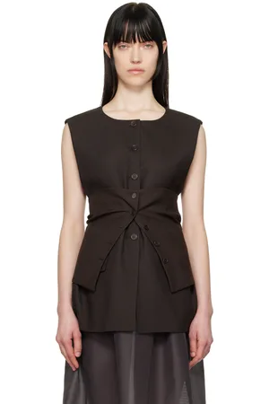 AMOMENTO Gilet surdimensionné brun à boutons