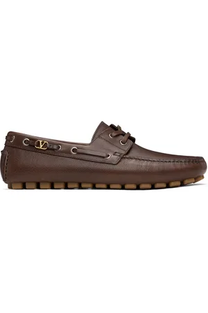 VALENTINO GARAVANI Flâneurs de conduite Fastaway bruns en cuir de buffle