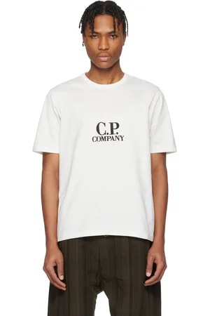 C.P. Company T-shirt blanc cassé en jersey 30/2 torsadé de coton mercerisé à image de marin