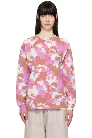 BAPE T-shirt à manches longues rose à motif camouflage Map