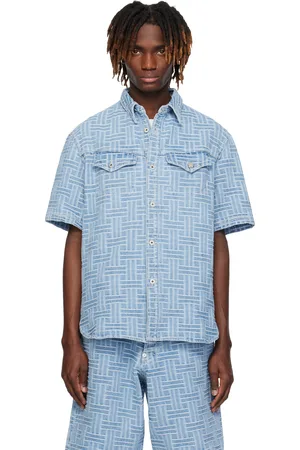 Kenzo Chemise bleue en denim à motif Weave