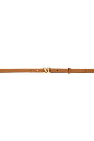 Max Mara Ceinture brun clair en cuir à monogramme - The Cube