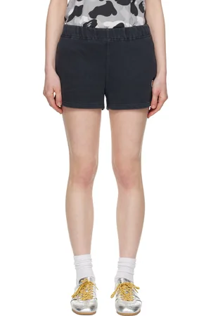 BAPE Short de survêtement noir teint aux pigments à écusson à logo
