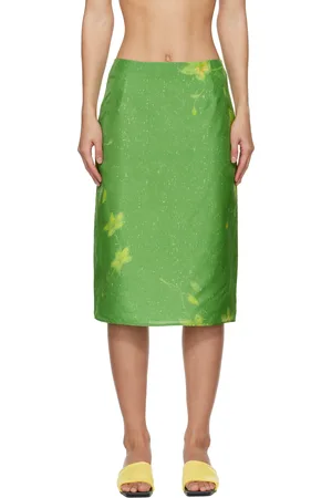 AO Yes Jupe midi étagée verte à motifs imprimés