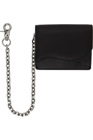 DIME Portefeuille noir en cuir à chaine