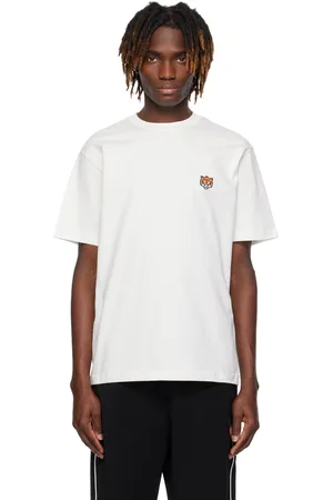 Kenzo T-shirt blanc à écusson de tigre et à logo brodés