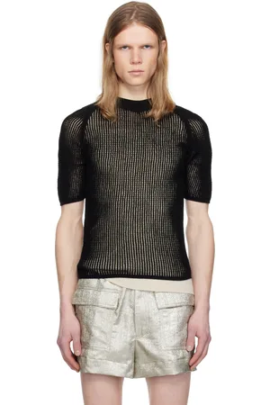 DRIES VAN NOTEN Pull noir en tricot à mailles ouvertes