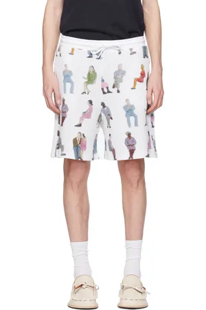 J.W.Anderson Short blanc en tricot gaufré à motif imprimé