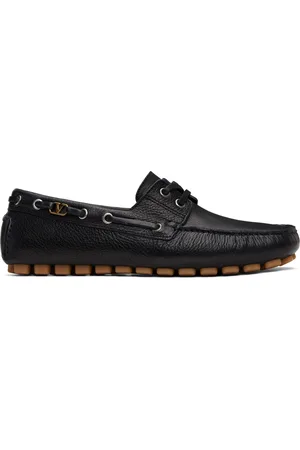 VALENTINO GARAVANI Flâneurs de conduite Fastaway noirs en cuir de buffle