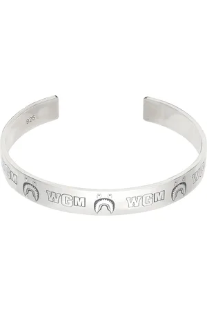 BAPE Bracelet jonc argenté à requins emblématiques